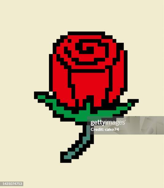 rose pixel illustration - small parcel stock illustrations