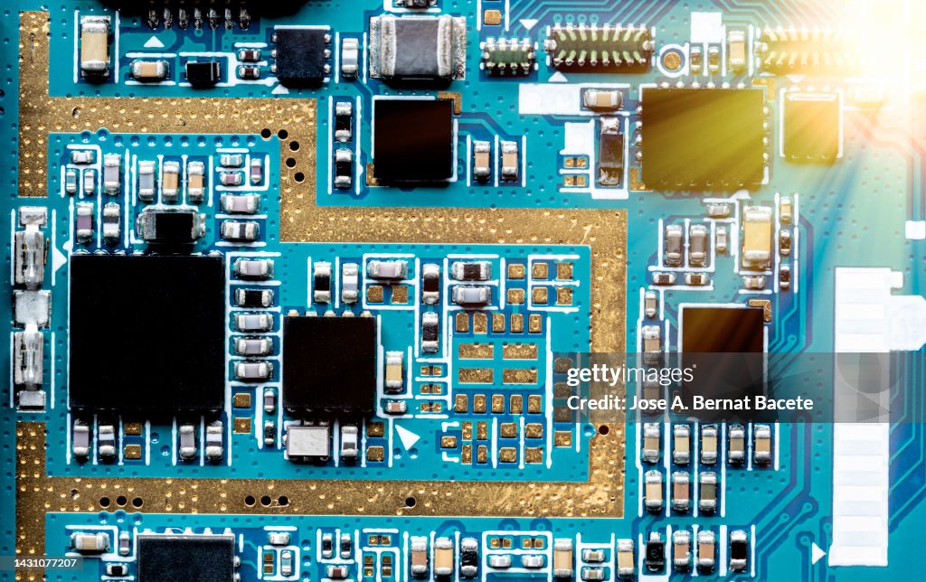 Full Frame Of High Angle View Of Electronic Chip Component Of A Printed ...
