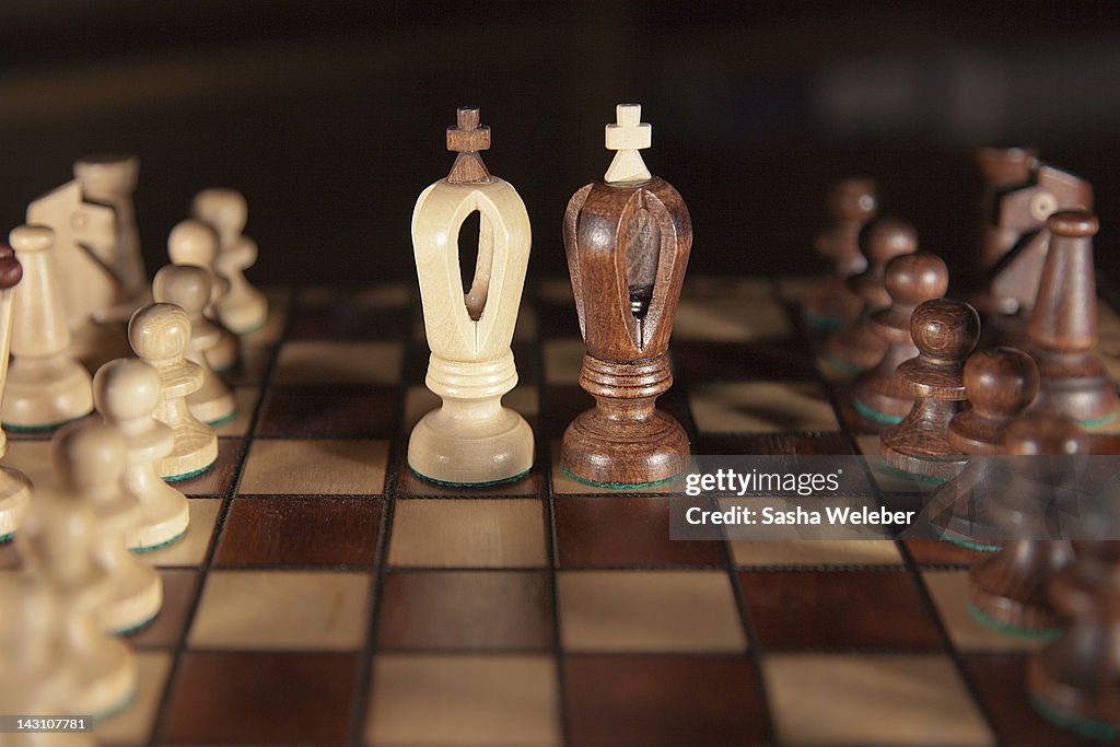 Wooden bishop chess pieces