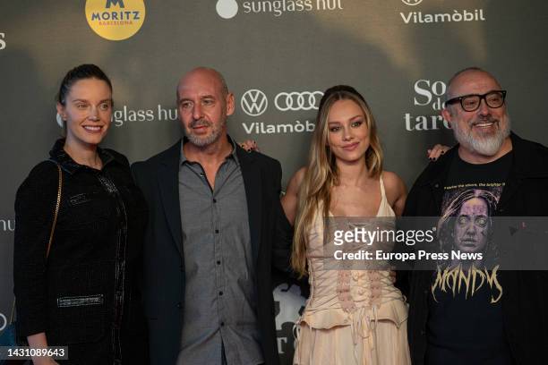 Actress Ester Exposito poses with director Alex de la Iglesia at the 55th Sitges International Fantastic Film Festival, on October 6 in Sitges,...