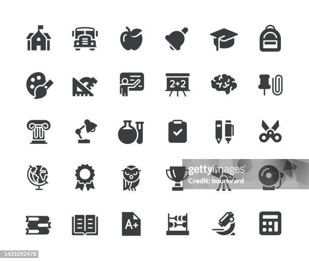 ilustraciones, imágenes clip art, dibujos animados e iconos de stock de iconos de educación plana - estudiando flexo