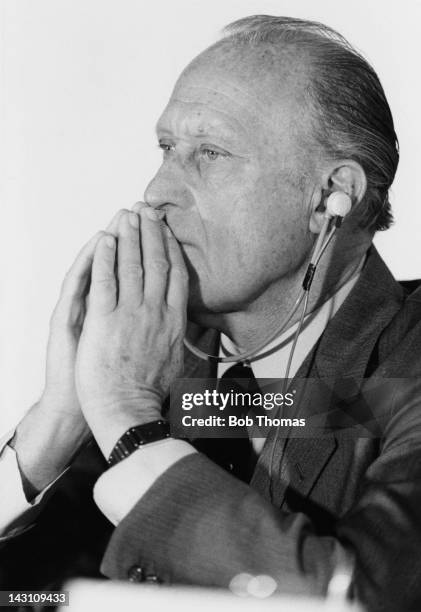 Brazilian sports administrator Joao Havelange, 7th President of FIFA, June 1983. Havelange also served on the the International Olympic Committee...