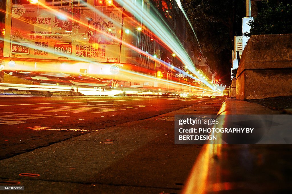 Light tracks at night