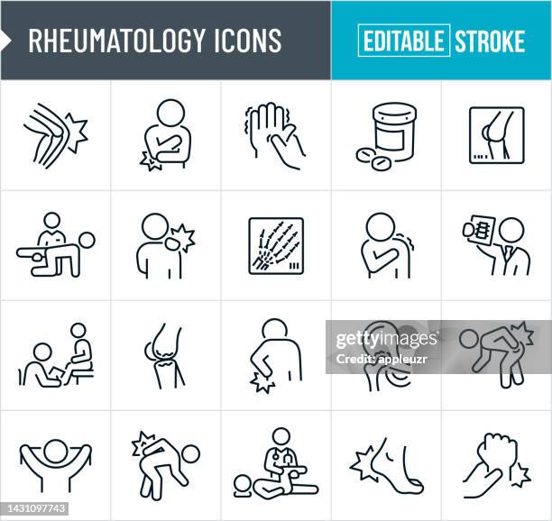 ilustrações de stock, clip art, desenhos animados e ícones de rheumatology thin line icons - editable stroke - inflamação