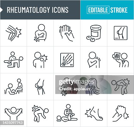 Rheumatology Thin Line Icons - Editable Stroke Rheumatology Thin Line Icons - Editable Stroke