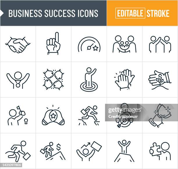 stockillustraties, clipart, cartoons en iconen met business success thin line icons - editable stroke - welvaart