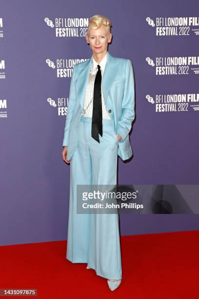Tilda Swinton attends "The Eternal Daughter" UK premiere during the 66th BFI London Film Festival at The Royal Festival Hall on October 06, 2022 in...