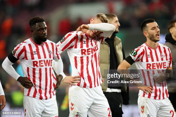 Players of 1.FC Köln interacts with the crowd after the final whistle of the UEFA Europa Conference League group D match between 1. FC Köln and FK...