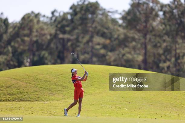 Klara Spilkova of the Czech Republic approaches the second green during the first round of the Epson Tour Championship at the Champions course at...