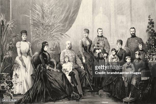 Emperor Franz Joseph and Empress Elisabeth with their family . From "Ueber L