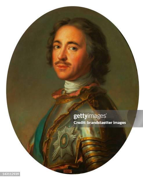 Tsar Peter the Great,1717. Canvas, 63 x 52 cm. By Jean-Marc Nattier . Musee National du Chateau, Versailles, France.