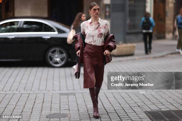 Zita d'Hauteville seen wearing a total Stella McCartney look, outside Stella McCartney during Paris Fashion Week on October 03, 2022 in Paris, France.