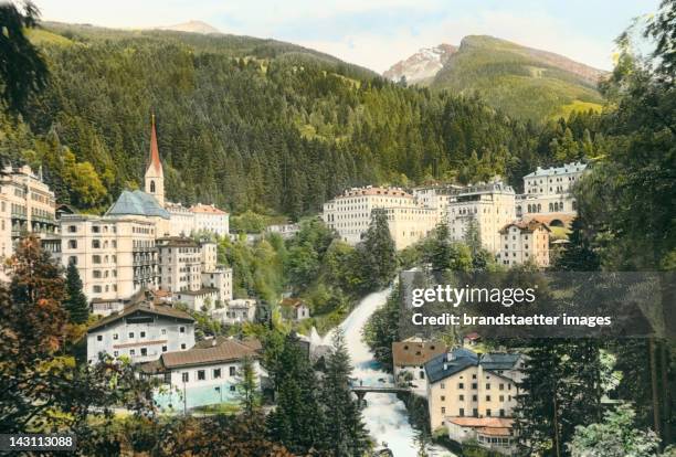 Bad Gastein. Salzburg. Austria. Hand-colored lantern slide around 1910.