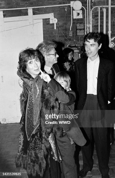 Twyla Tharp, Richard Avedon, and David Byrne, with Tharp's son Jesse Hout, attend a party, ceelbrating the opening of the Twyla Tharp/David Byrne...