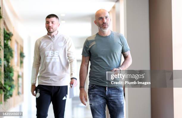 Leicester City Manager Enzo Maresca with Danny Walker Leicester City first team coach as players return to Pre-Season Training at Leicester City...