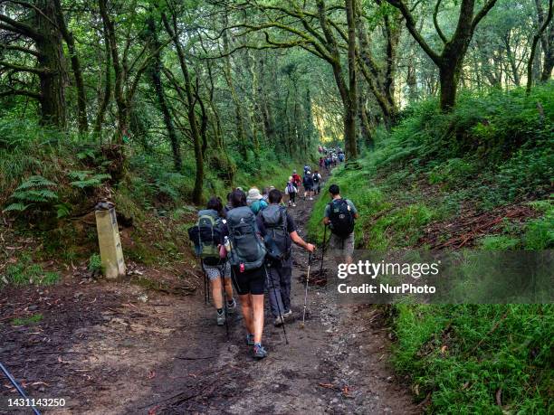 The last 100km of the Camino de Santiago is getting busier and busier with hundreds of pilgrims walking it each day. In Sarria, on June 1st, 2023.