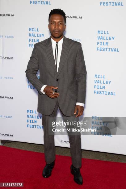 Actor Leslie Odom Jr. Arrives at the premiere of "Glass Onion: A Knives Out Mystery" at The Outdoor Art Club on October 06, 2022 in Mill Valley,...