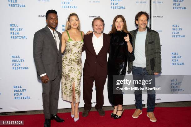 Leslie Odom Jr., Kate Hudson, Rian Johnson, Kathryn Hahn and Ram Bergman arrive at the premiere of "Glass Onion: A Knives Out Mystery" at The Outdoor...