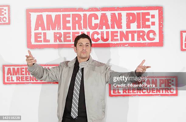 Actor Jason Biggs attends 'American Pie: Reunion' photocall at Villamagna Hotel on April 19, 2012 in Madrid, Spain.