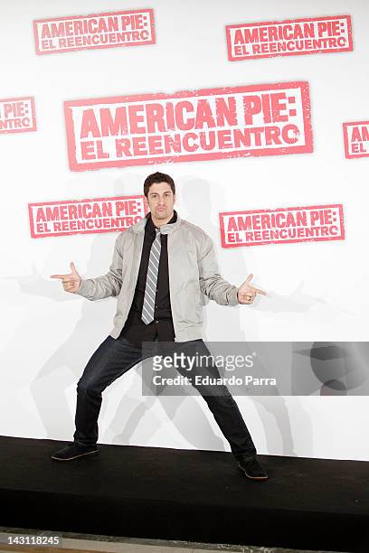 Actor Jason Biggs attends 'American Pie: Reunion' photocall at Villamagna Hotel on April 19, 2012 in Madrid, Spain.