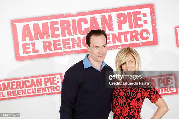 Actor Chris Klein and actress Mena Suvari attend 'American Pie: Reunion' photocall at Villamagna Hotel on April 19, 2012 in Madrid, Spain.