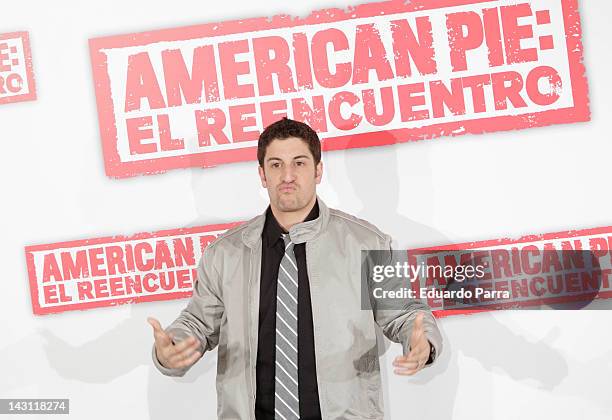 Actor Jason Biggs attends 'American Pie: Reunion' photocall at Villamagna Hotel on April 19, 2012 in Madrid, Spain.