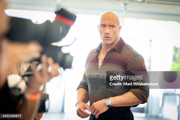 Dwayne Johnson attends the Warner Bros. "Black Adam" photo call at SLS Hotel, a Luxury Collection Hotel, Beverly Hills on October 06, 2022 in Los...