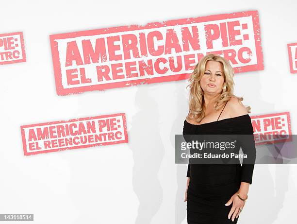Actress Jennifer Coolidge attends 'American Pie: Reunion' photocall at Villamagna Hotel on April 19, 2012 in Madrid, Spain.