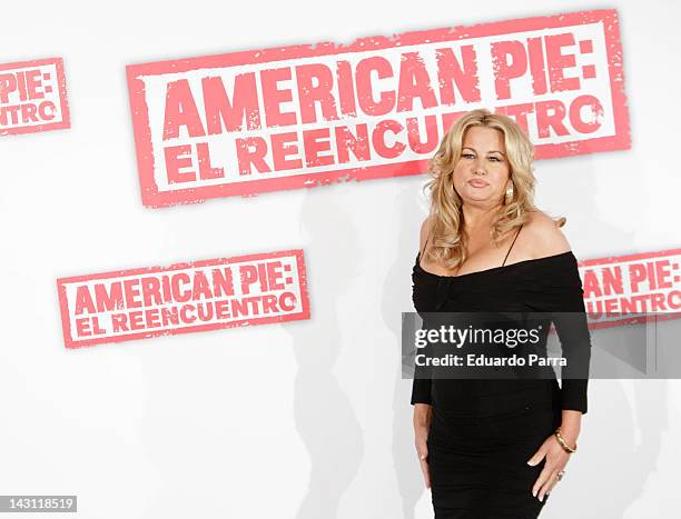 Actress Jennifer Coolidge attends 'American Pie: Reunion' photocall at Villamagna Hotel on April 19, 2012 in Madrid, Spain.