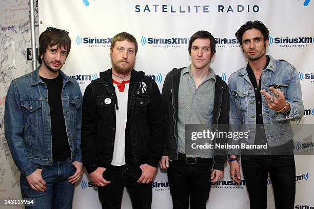 Guitarist Nick Wheeler, percussionist Chris Gaylor, guitarist Mike Kennerty and lead singer Tyson Ritter of The All-American Rejects visit the...