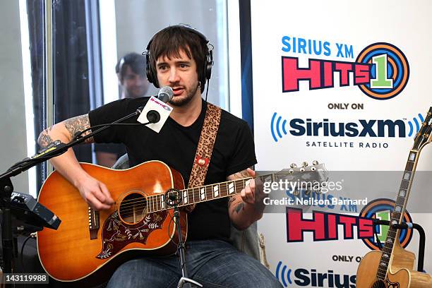 Guitarist Nick Wheeler of The All-American Rejects performs at the SiriusXM Studio on April 19, 2012 in New York City.