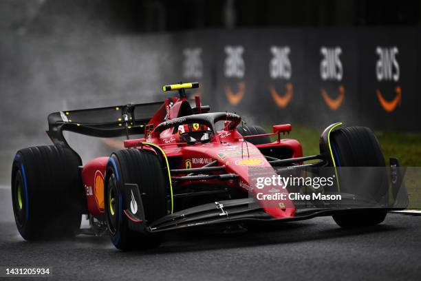 Carlos Sainz of Spain driving the Ferrari F1-75 on track during practice ahead of the F1 Grand Prix of Japan at Suzuka International Racing Course on...