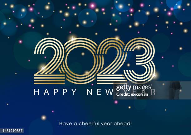 2023 new year celebrations - new year symbols stock illustrations