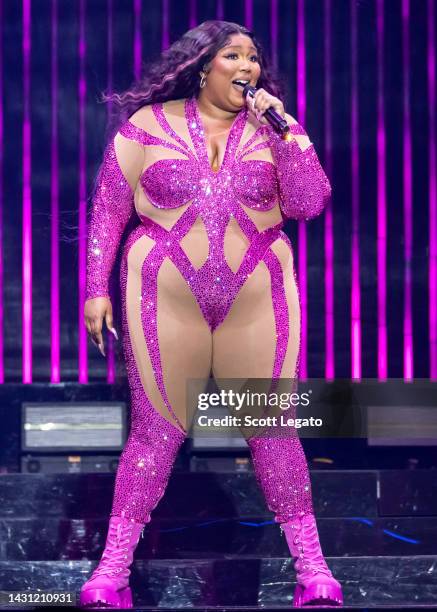 Lizzo performs as part of her 'The Special Tour' at Little Caesars Arena on October 06, 2022 in Detroit, Michigan.