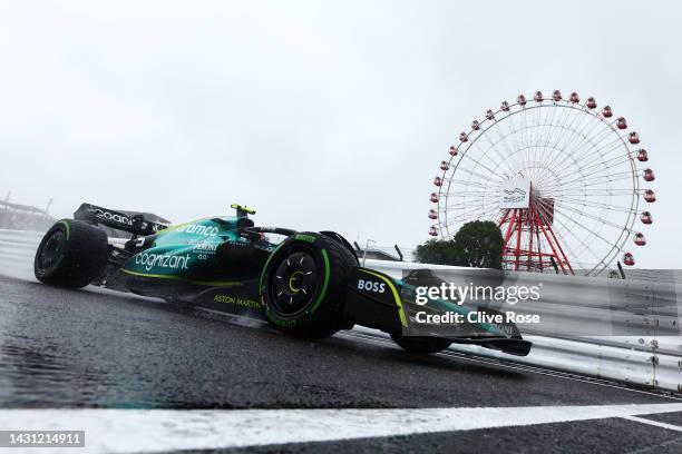 Sebastian Vettel of Germany driving the Aston Martin AMR22 Mercedes on track during practice ahead of the F1 Grand Prix of Japan at Suzuka...