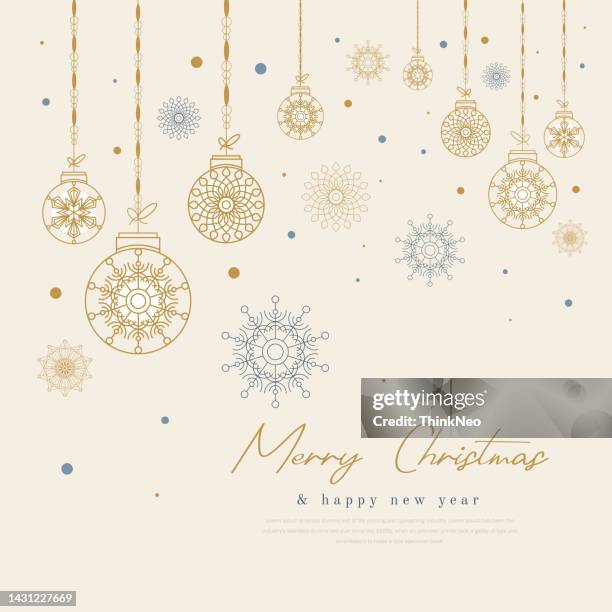 stockillustraties, clipart, cartoons en iconen met hanging christmas ornaments with merry christmas text - christmas font