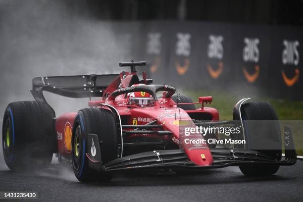 Charles Leclerc of Monaco driving the Ferrari F1-75 on track during practice ahead of the F1 Grand Prix of Japan at Suzuka International Racing...