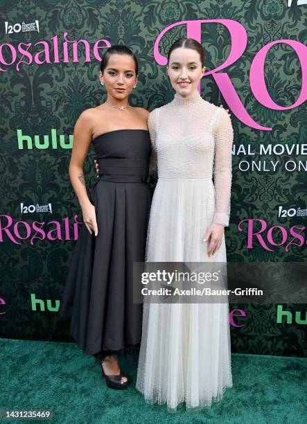 Isabela Merced and Kaitlyn Dever attend the 20th Century Studio's "Rosaline" Premiere on October 06, 2022 in Los Angeles, California.