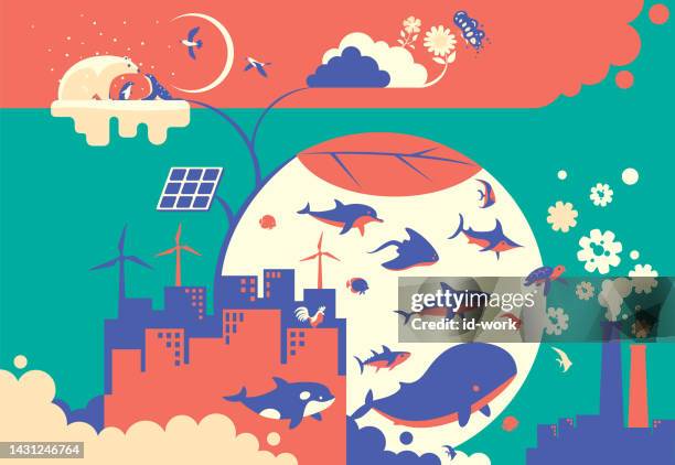 saving natural resources - orca stock illustrations