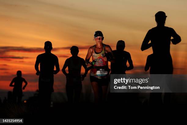 Christine Aurigemma competes during the run portion of the Ironman World Championships on October 06, 2022 in Kailua Kona, Hawaii.