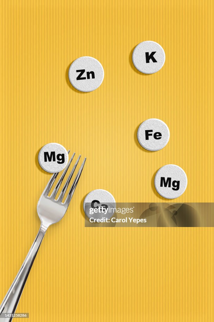 Icons of minerals and macronutrients. Selection of foods with a high content of vitamins and trace elements.Choosing Magnesium