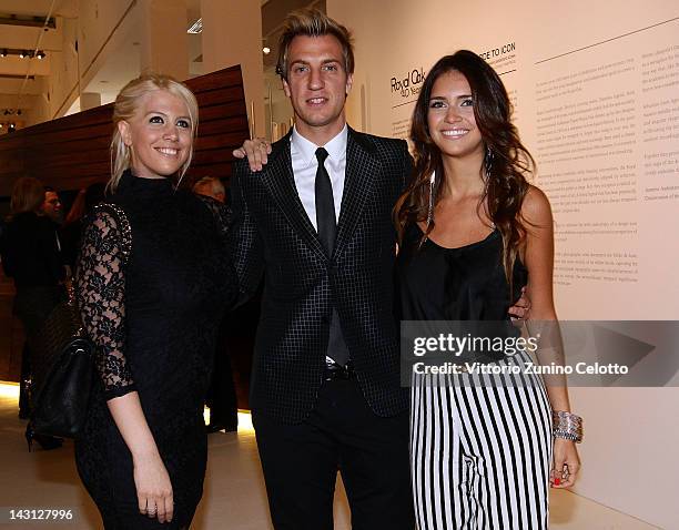 Milan football player Maxi Lopez , wife Wanda Nara and her sister Zaira Nara attend a cocktail party for the "Royal Oak 40 Years: From Avant-Garde to...