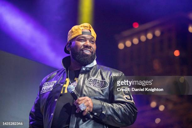 Rapper Raekwon of Wu-Tang Clan performs on stage on the final night of the "New York State of Mind Tour" at PETCO Park on October 06, 2022 in San...