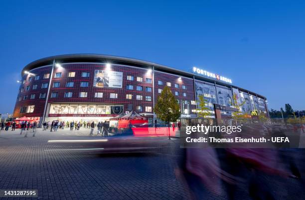 General view of the stadium prior the UEFA Europa Conference League group G match between Slavia Praha and CFR Cluj at Generali Arena on October 06,...