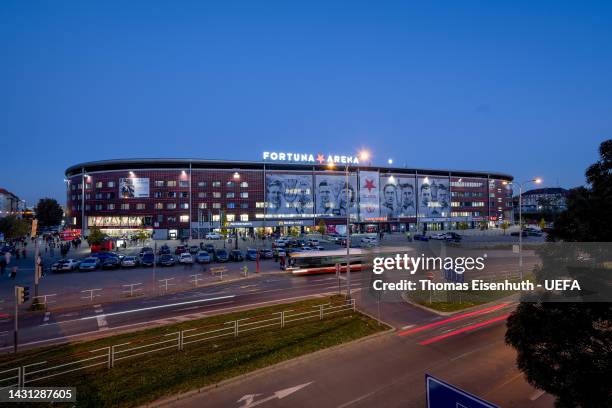 General view of the stadium prior the UEFA Europa Conference League group G match between Slavia Praha and CFR Cluj at Generali Arena on October 06,...