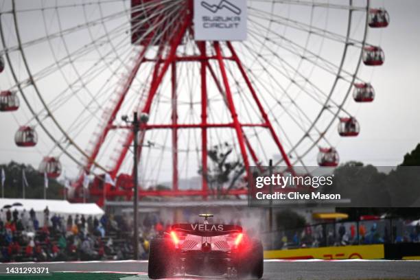 Carlos Sainz of Spain driving the Ferrari F1-75 on track during practice ahead of the F1 Grand Prix of Japan at Suzuka International Racing Course on...