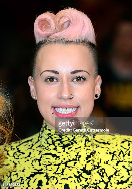 Courtney Rumbold of Stooshe attends Marvel Avengers Assemble European Premiere at Vue Westfield on April 19, 2012 in London, England. On April 19,...
