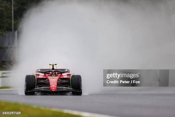 Carlos Sainz of Ferrari and Spain during practice ahead of the F1 Grand Prix of Japan at Suzuka International Racing Course on October 07, 2022 in...