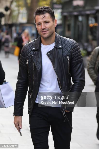 Mark Wright arrives at Global Radio Studios for 'Global's Make Some Noise Day' on October 07, 2022 in London, England.