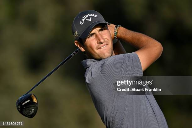 Filippo Celli of Italy tees off on the 12th hole during Day Two of the acciona Open de Espana presented by Madrid at Club de Campo Villa de Madrid on...